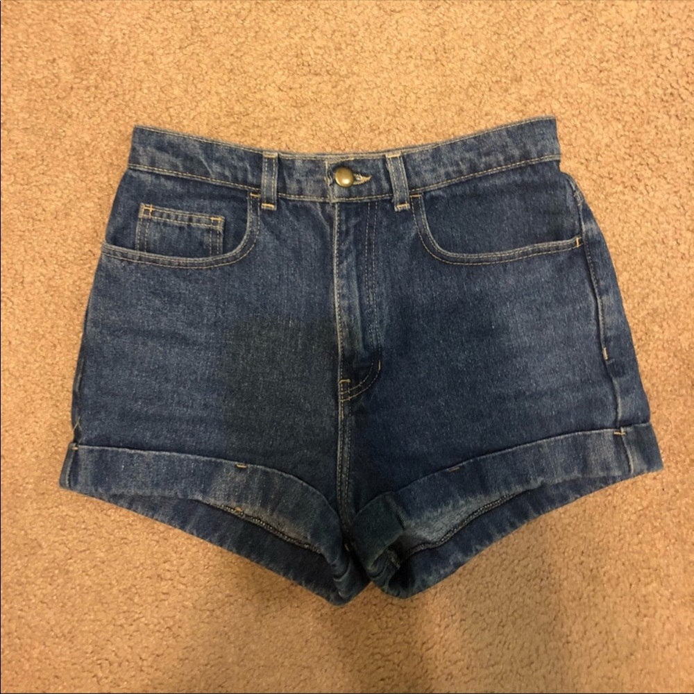 American Apparel Denim High Waist Cuff Shorts